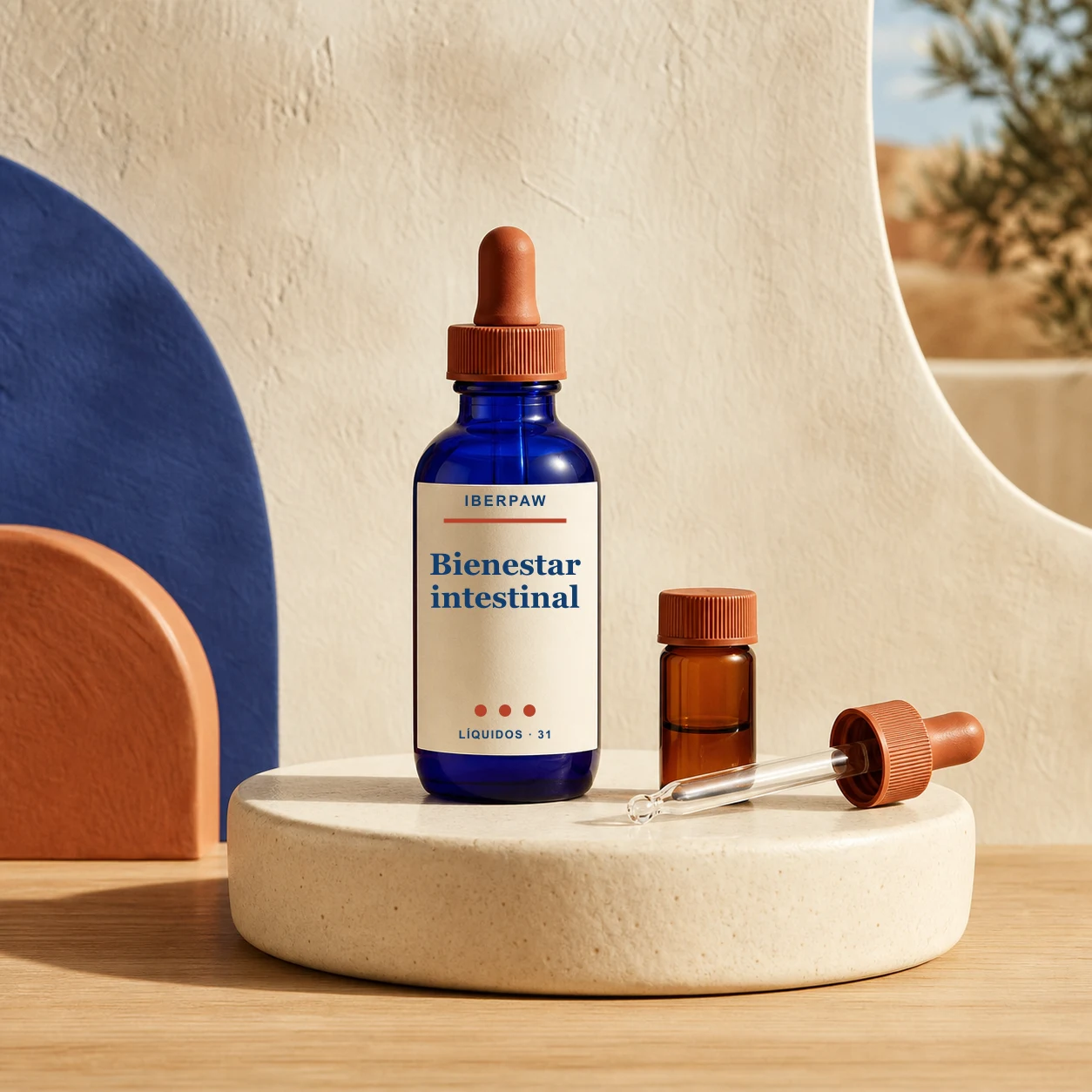 Envase Iberpaw de bienestar intestinal en líquido para proyecto de marca blanca